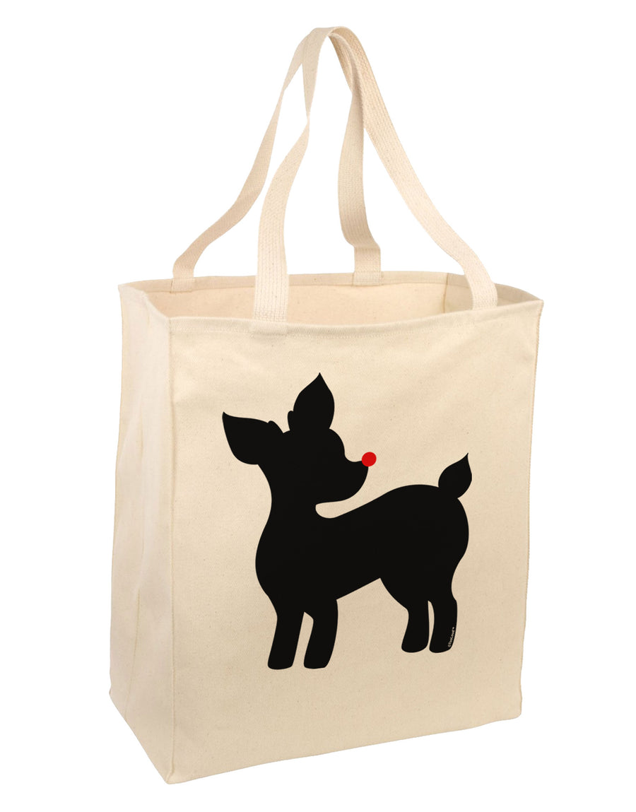 Cute Rudolph Silhouette - Christmas Large Grocery Tote Bag by TooLoud-Grocery Tote-TooLoud-Natural-Large-Davson Sales