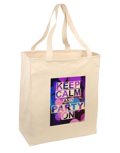 Keep Calm - Party Balloons Large Grocery Tote Bag-Natural-Grocery Tote-TooLoud-Natural-Large-Davson Sales