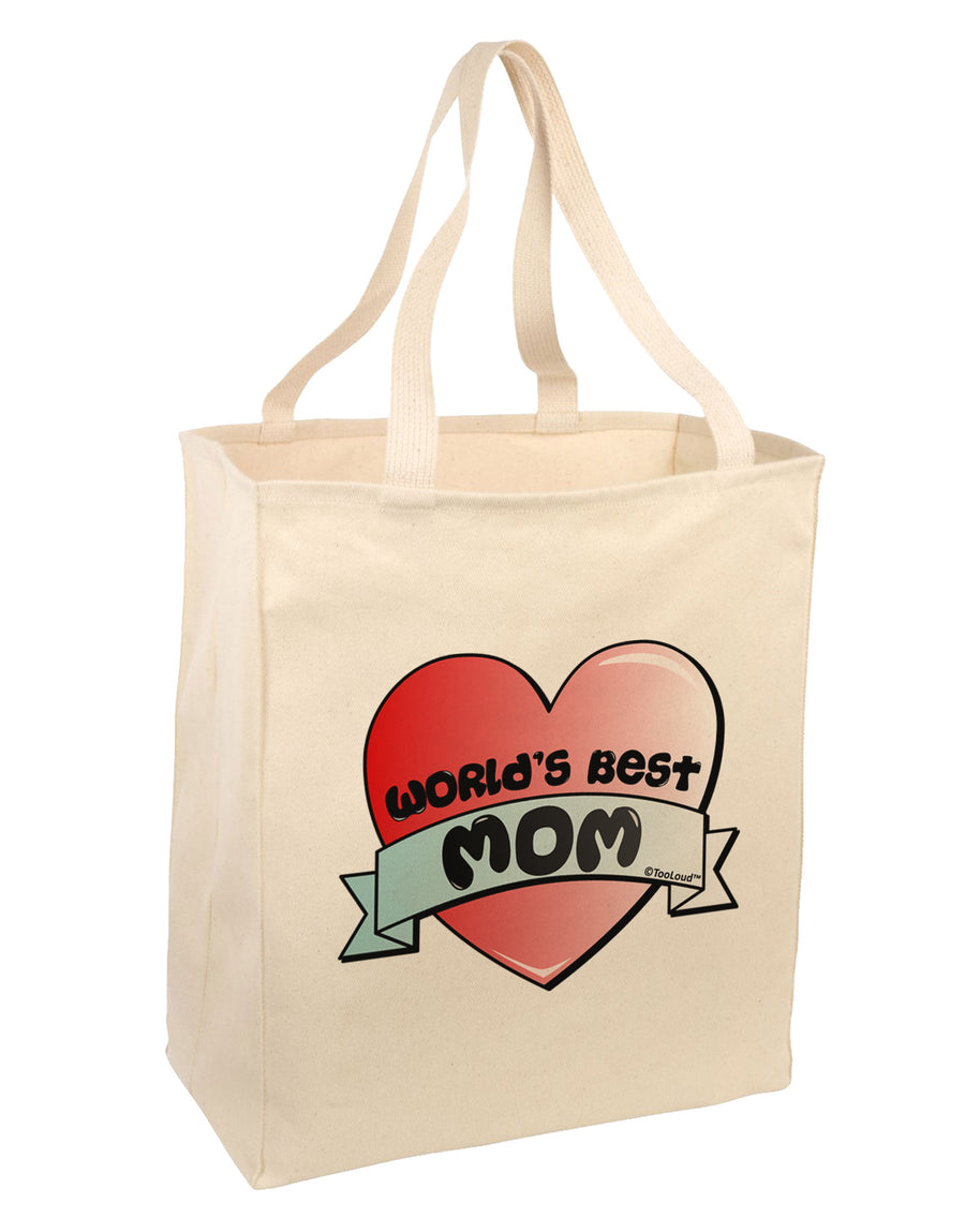 World's Best Mom - Heart Banner Design Large Grocery Tote Bag by TooLoud-Grocery Tote-TooLoud-Natural-Large-Davson Sales