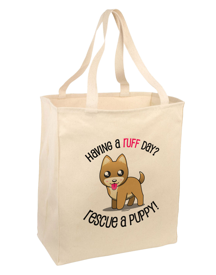 Rescue A Puppy Large Grocery Tote Bag-Grocery Tote-TooLoud-Natural-Large-Davson Sales