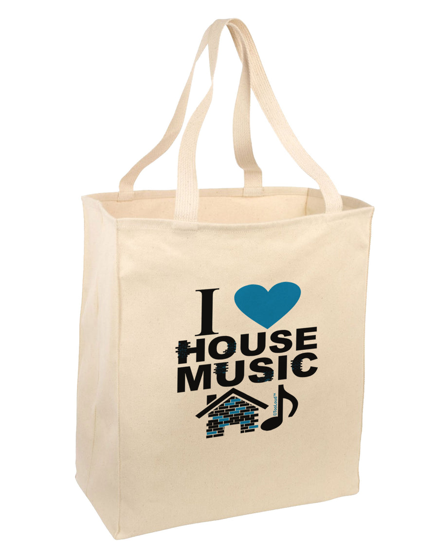 I Love House Blue Large Grocery Tote Bag-Grocery Tote-TooLoud-Natural-Large-Davson Sales