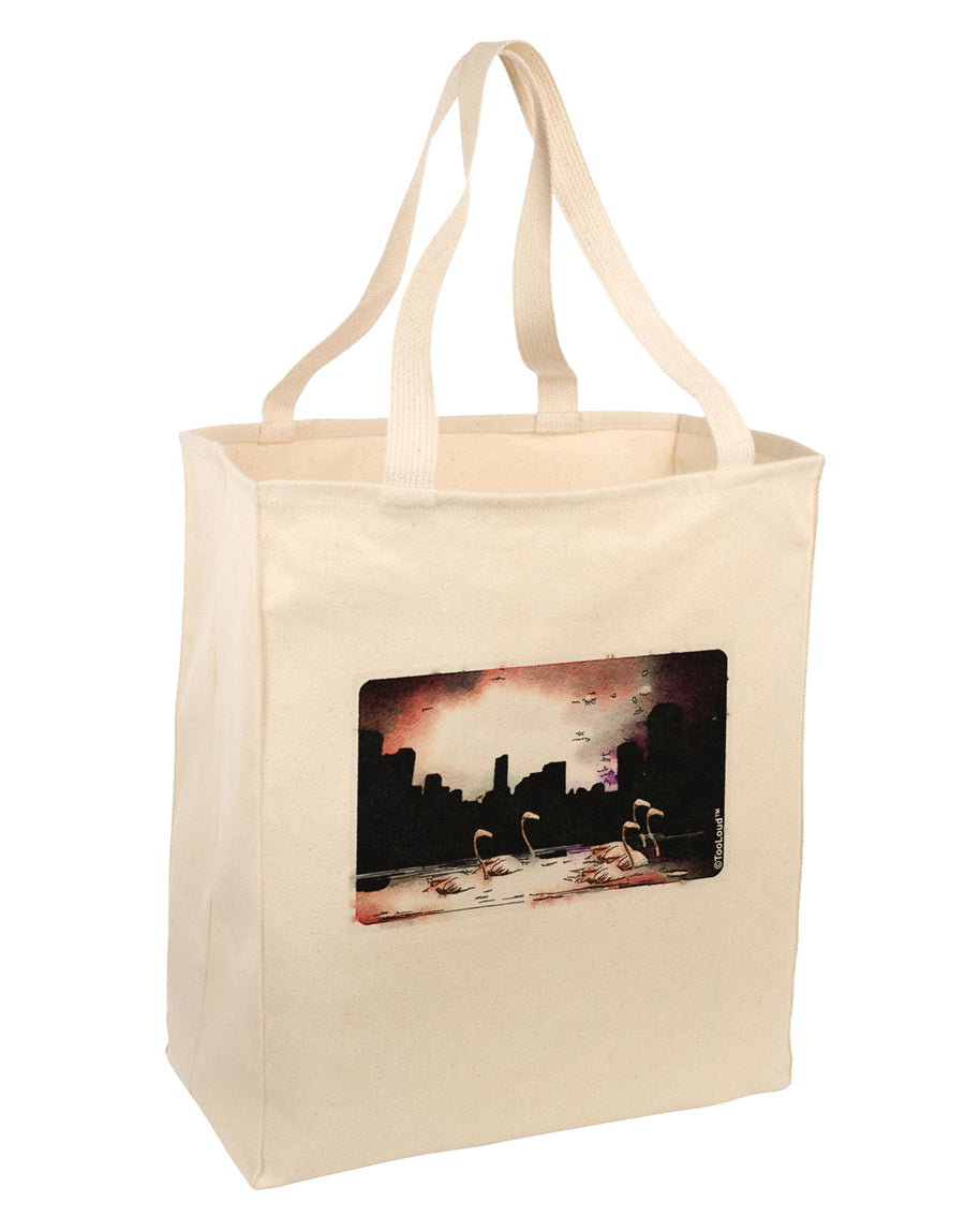 Nighttime Flamingos Large Grocery Tote Bag-Grocery Tote-TooLoud-Natural-Large-Davson Sales