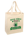 Real Girls Drink Green Beer Large Grocery Tote Bag-Grocery Tote-TooLoud-Natural-Large-Davson Sales