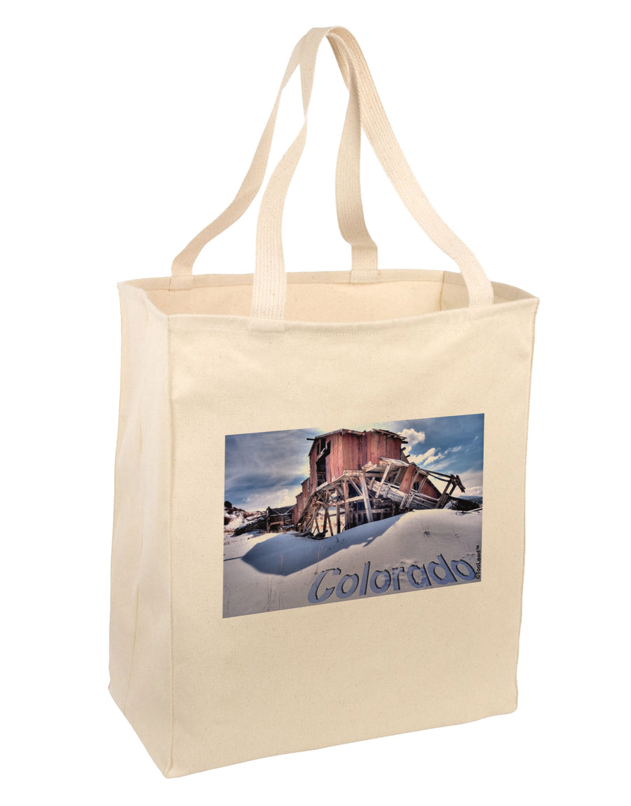 TooLoud Victor Mines Colorado Text Large Grocery Tote Bag-Grocery Tote-TooLoud-Natural-Large-Davson Sales