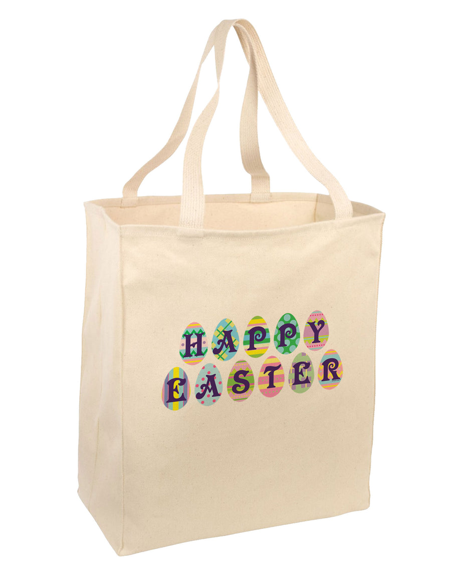 Easter Eggs Happy Easter Large Grocery Tote Bag-Grocery Tote-TooLoud-Natural-Large-Davson Sales