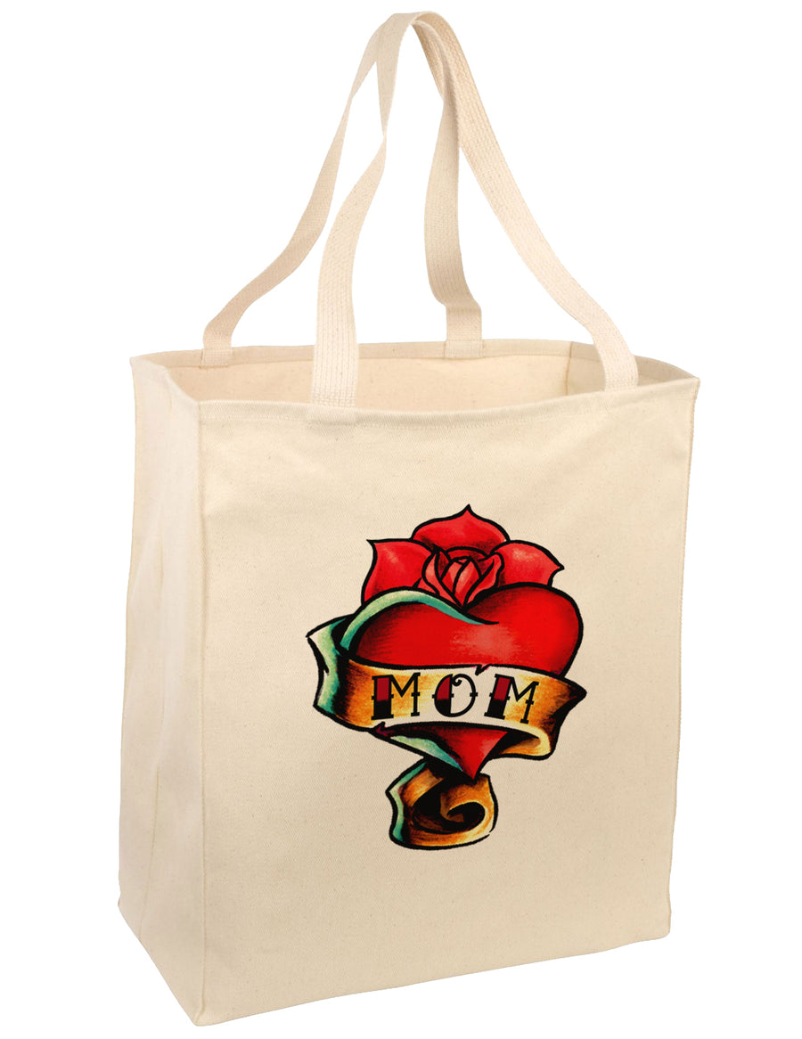 Tattoo Heart Mom Large Grocery Tote Bag-Grocery Tote-TooLoud-Natural-Large-Davson Sales