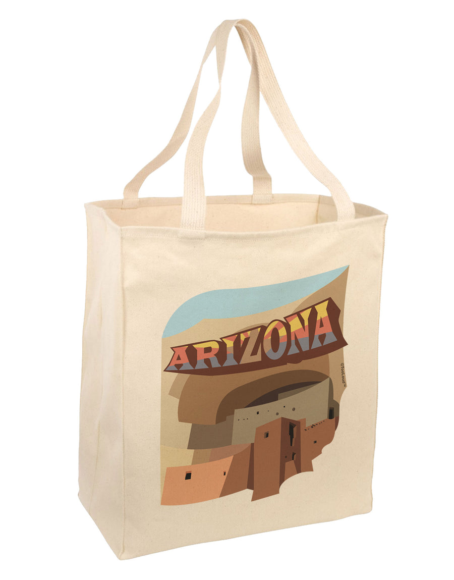 Arizona Montezuma Castle Large Grocery Tote Bag-Natural-Grocery Tote-TooLoud-Natural-Large-Davson Sales