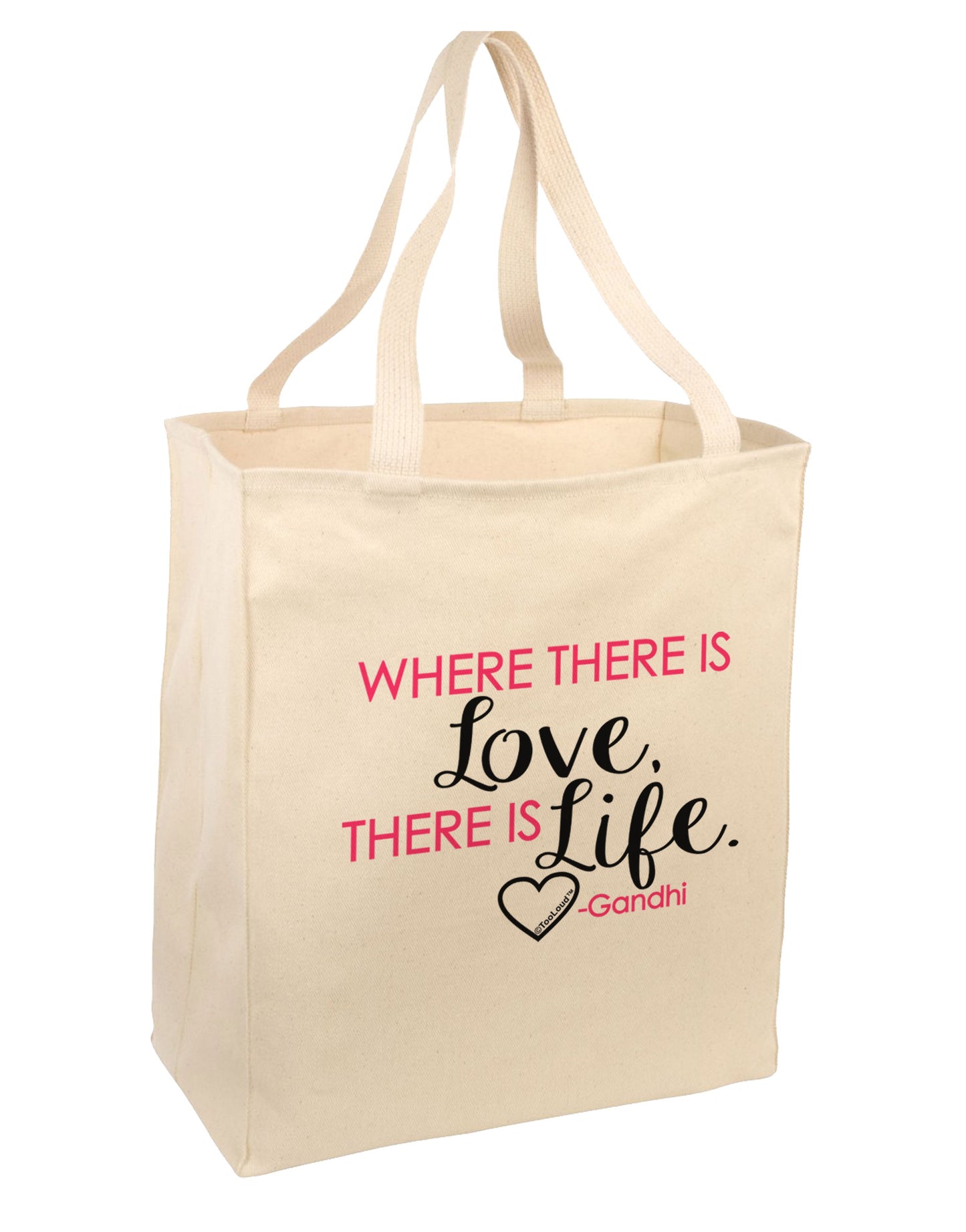 Where There Is Love Gandhi Large Grocery Tote Bag-Natural-Grocery Tote-TooLoud-Natural-Large-Davson Sales