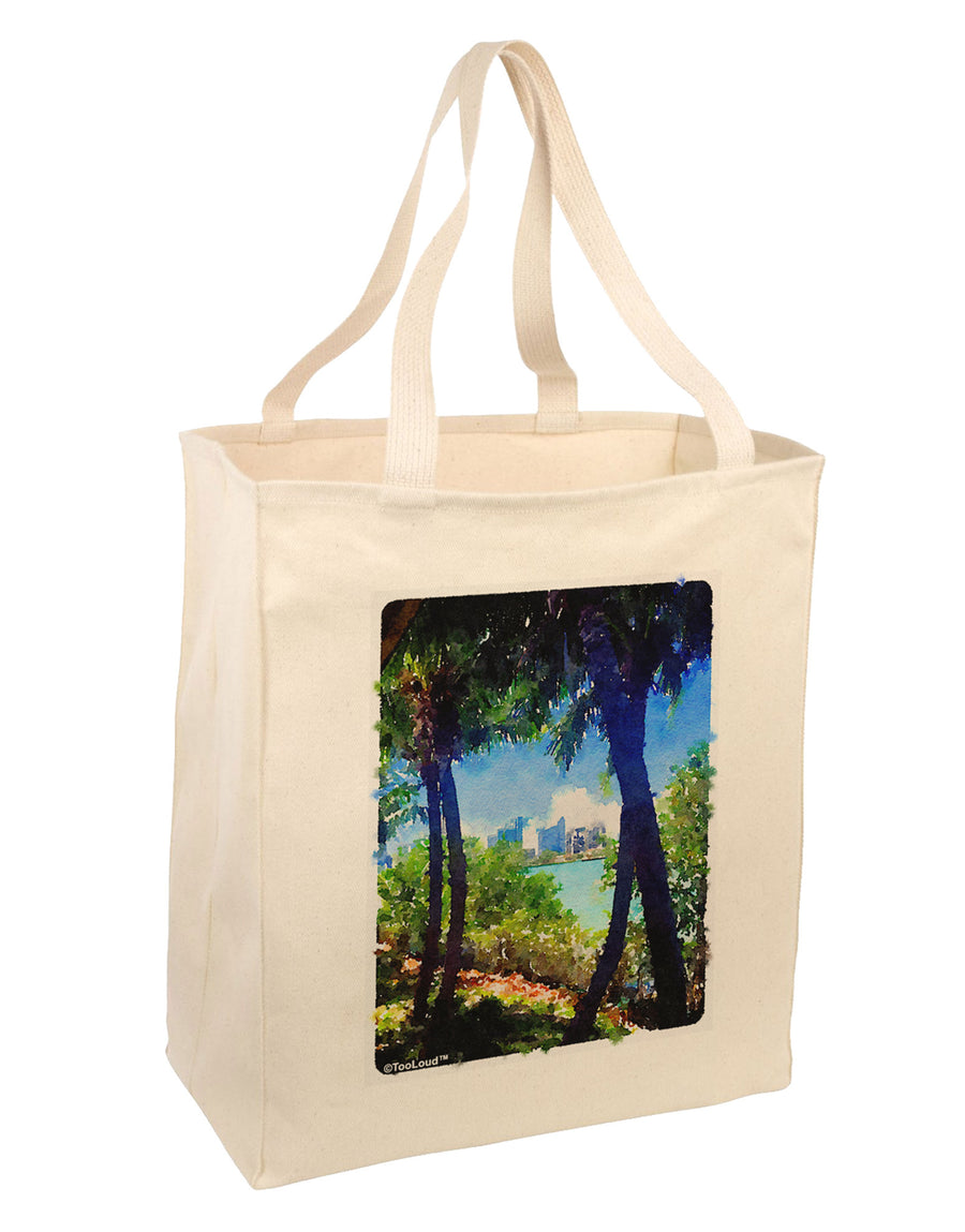 TooLoud Tropical Skyline Large Grocery Tote Bag-Grocery Tote-TooLoud-Natural-Large-Davson Sales