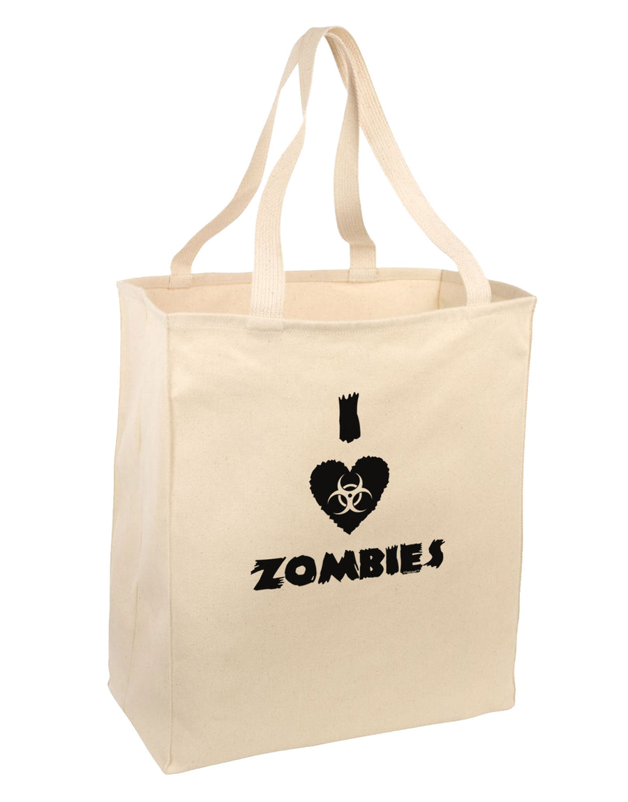 I Heart Zombies - Biohazard Heart Large Grocery Tote Bag-Grocery Tote-TooLoud-Natural-Large-Davson Sales