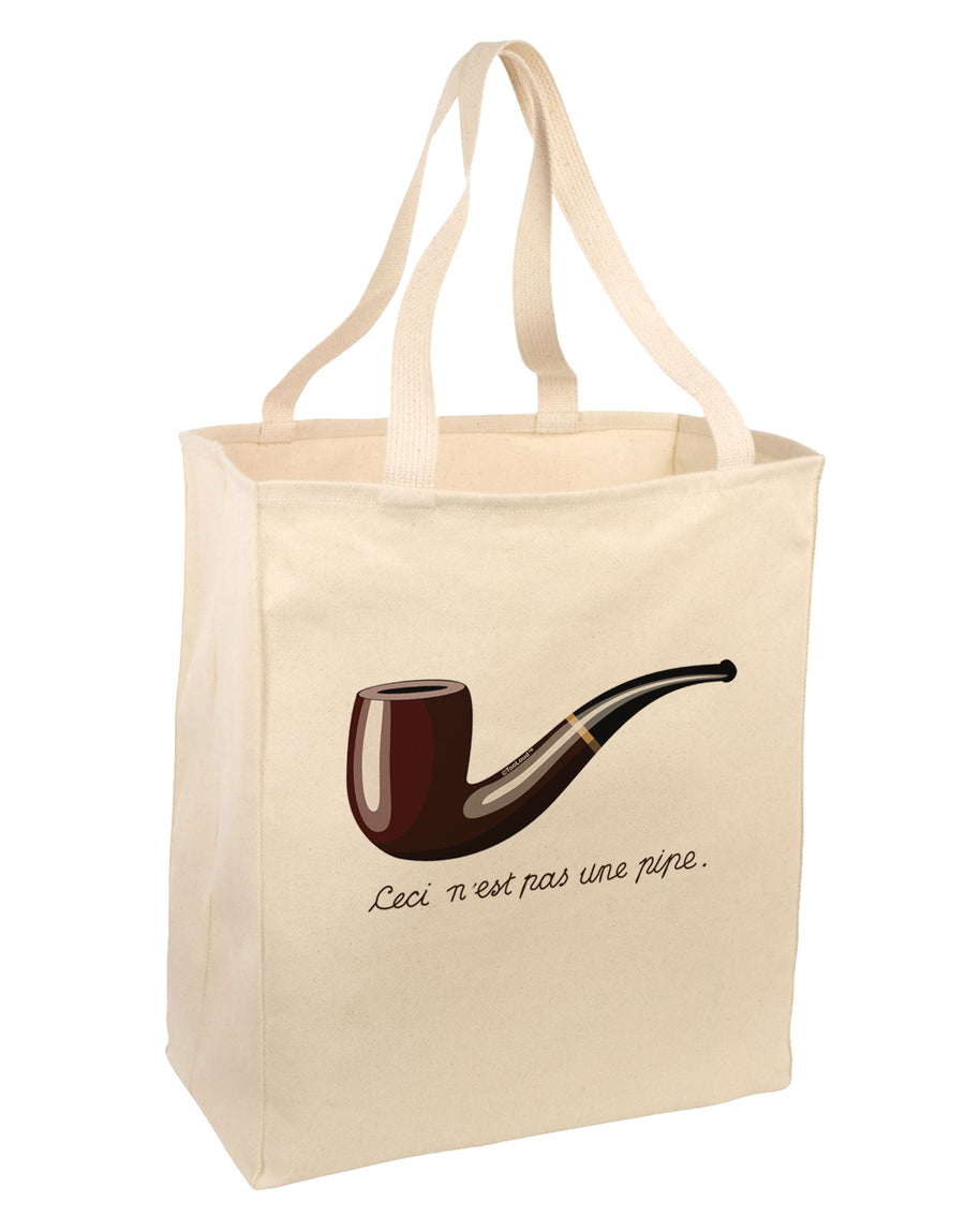 Ceci n'est pas une pipe Large Grocery Tote Bag-Grocery Tote-TooLoud-Natural-Large-Davson Sales