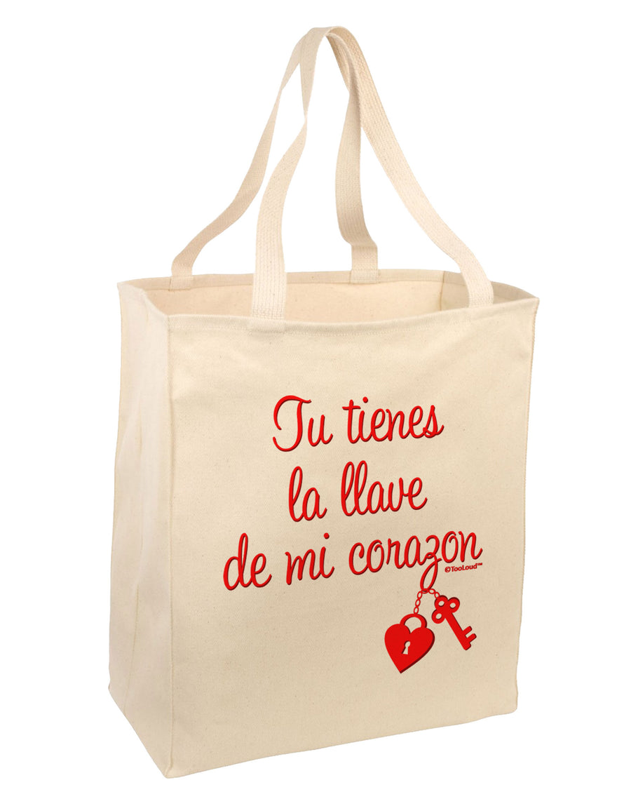 Tu Tienes La Llave De Mi Corazon Large Grocery Tote Bag by TooLoud-Grocery Tote-TooLoud-Natural-Large-Davson Sales