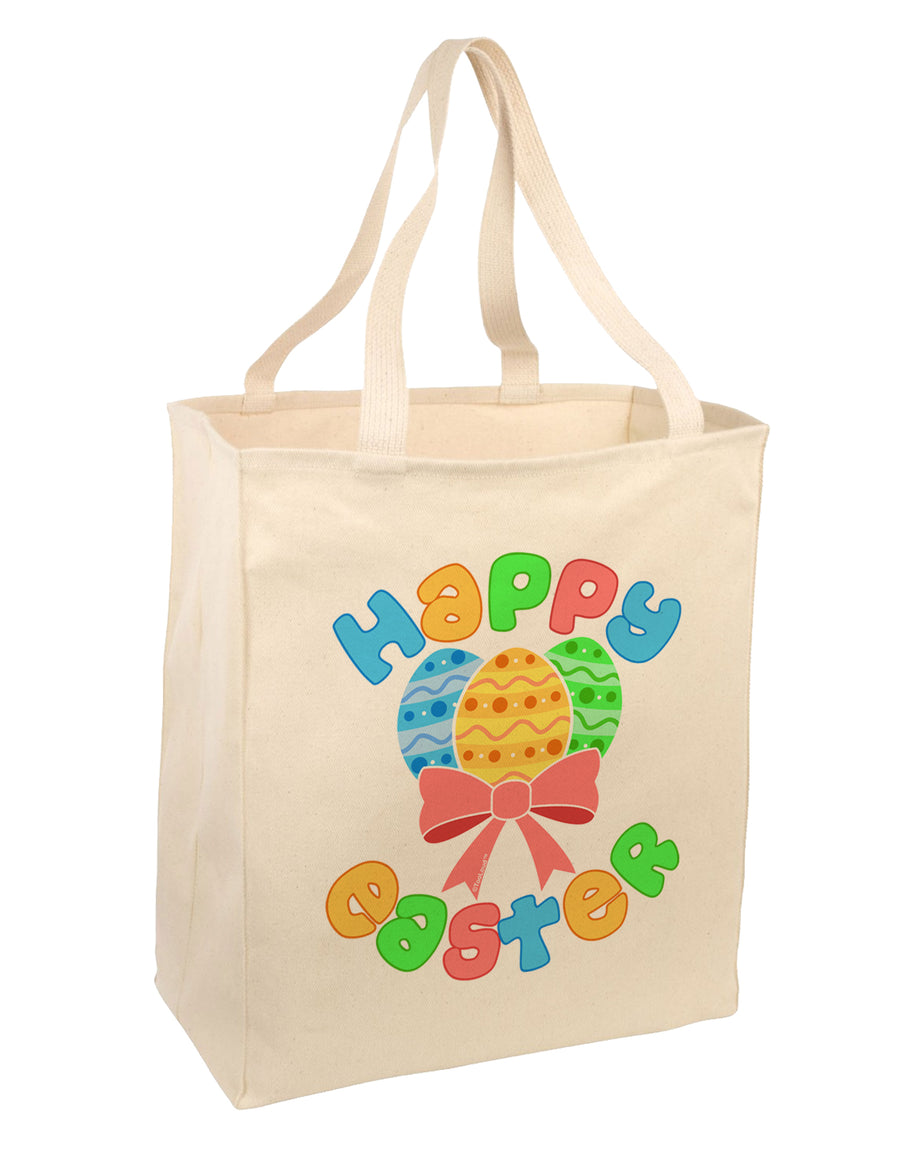 Happy Easter Easter Eggs Large Grocery Tote Bag by TooLoud-Grocery Tote-TooLoud-Natural-Large-Davson Sales