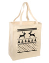 Ugly Christmas Sweater Reindeer Pattern Large Grocery Tote Bag-Grocery Tote-TooLoud-Natural-Large-Davson Sales