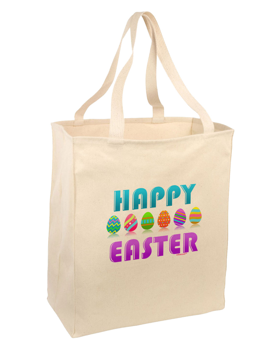 Happy Easter Decorated Eggs Large Grocery Tote Bag-Grocery Tote-TooLoud-Natural-Large-Davson Sales