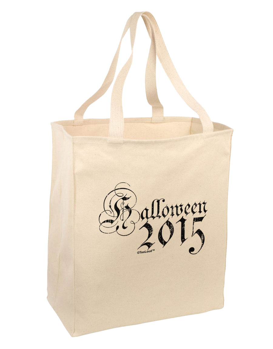 Halloween 2015 Script Distressed Large Grocery Tote Bag-Grocery Tote-TooLoud-Natural-Large-Davson Sales