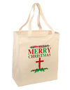 No Happy Holidays&#44; Merry Christmas Large Grocery Tote Bag-Grocery Tote-TooLoud-Natural-Large-Davson Sales