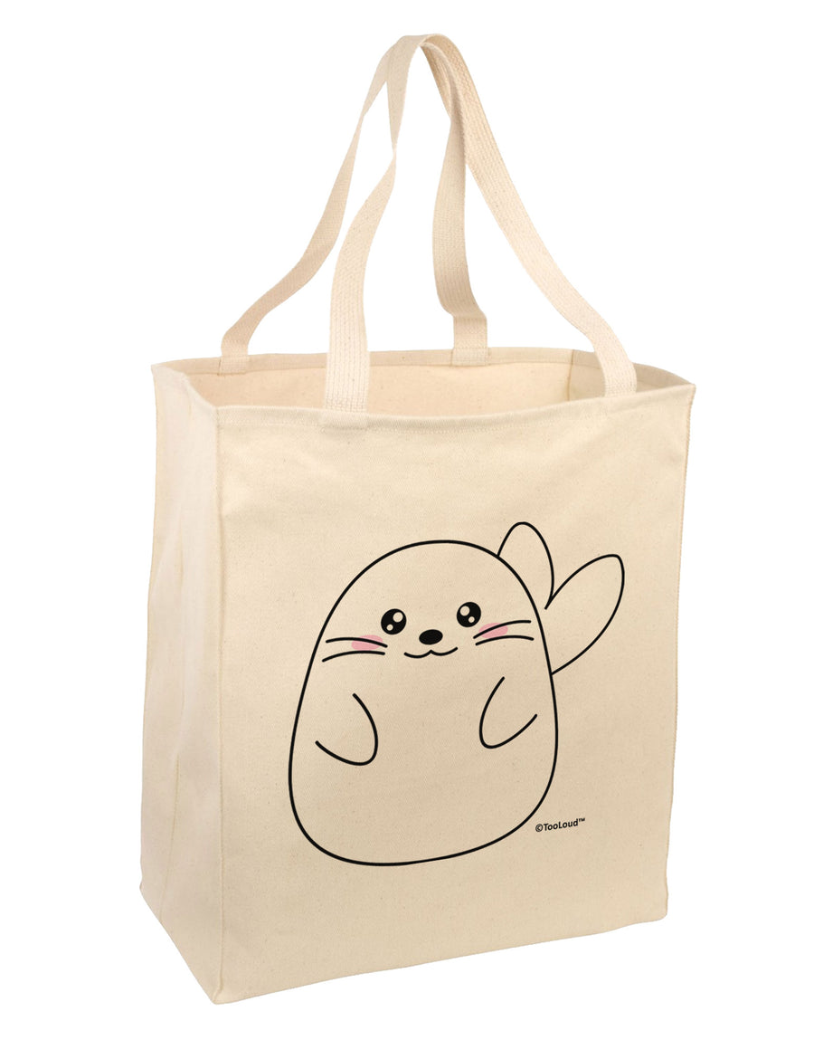 Cute Seal Large Grocery Tote Bag by TooLoud-Grocery Tote-TooLoud-Natural-Large-Davson Sales