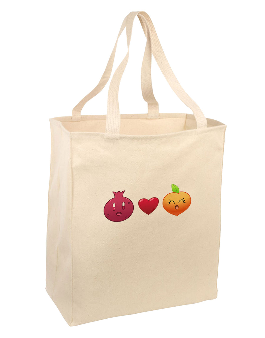 Pomegranate Heart Peach Large Grocery Tote Bag-Grocery Tote-TooLoud-Natural-Large-Davson Sales