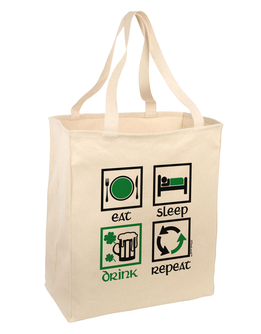 Eat Sleep Drink Green Beer Repeat Large Grocery Tote Bag-Grocery Tote-TooLoud-Natural-Large-Davson Sales