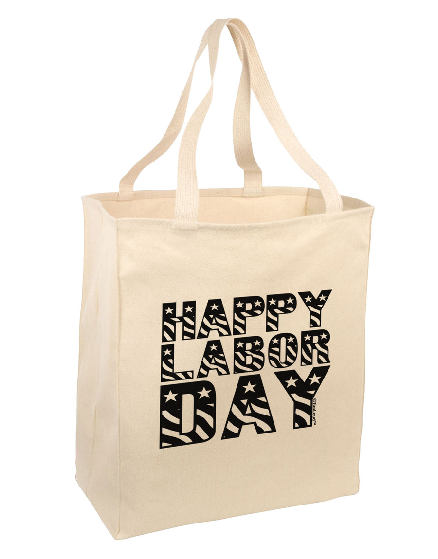 Happy Labor Day Text Large Grocery Tote Bag-Grocery Tote-TooLoud-Natural-Large-Davson Sales