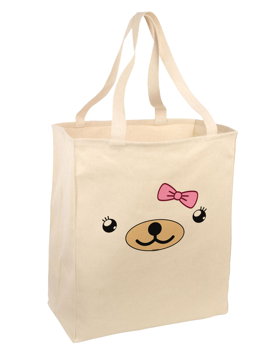 Kyu-T Face - Beartholomea Cute Girl Bear Large Grocery Tote Bag-Grocery Tote-TooLoud-Natural-Large-Davson Sales