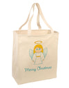 Merry Christmas Cute Angel Girl Large Grocery Tote Bag-Grocery Tote-TooLoud-Natural-Large-Davson Sales