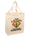 Electrician - Superpower Large Grocery Tote Bag-Grocery Tote-TooLoud-Natural-Large-Davson Sales