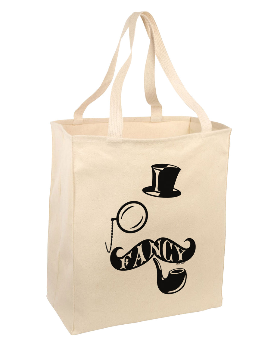 Fancy Tophat Mustache Pipe and Monocle Large Grocery Tote Bag-Grocery Tote-TooLoud-Natural-Large-Davson Sales