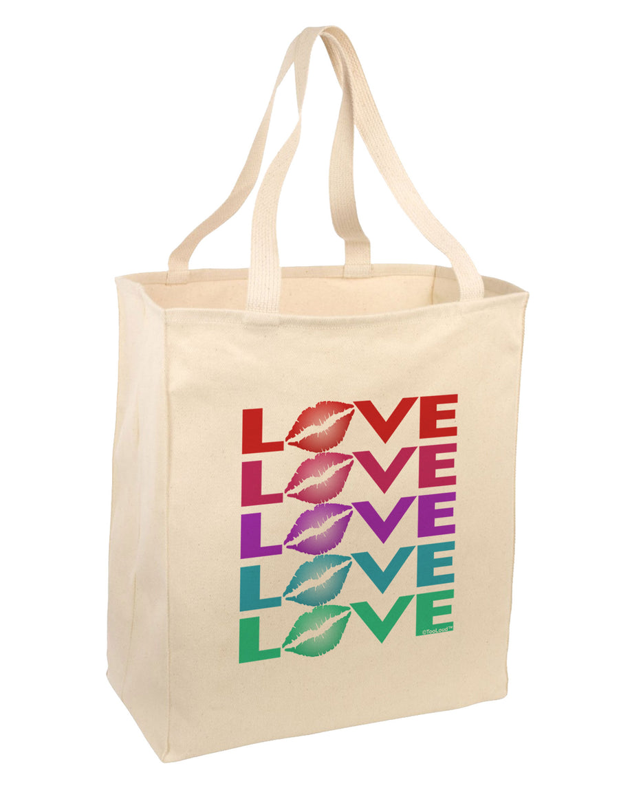 Colorful Love Kisses Large Grocery Tote Bag-Grocery Tote-TooLoud-Natural-Large-Davson Sales