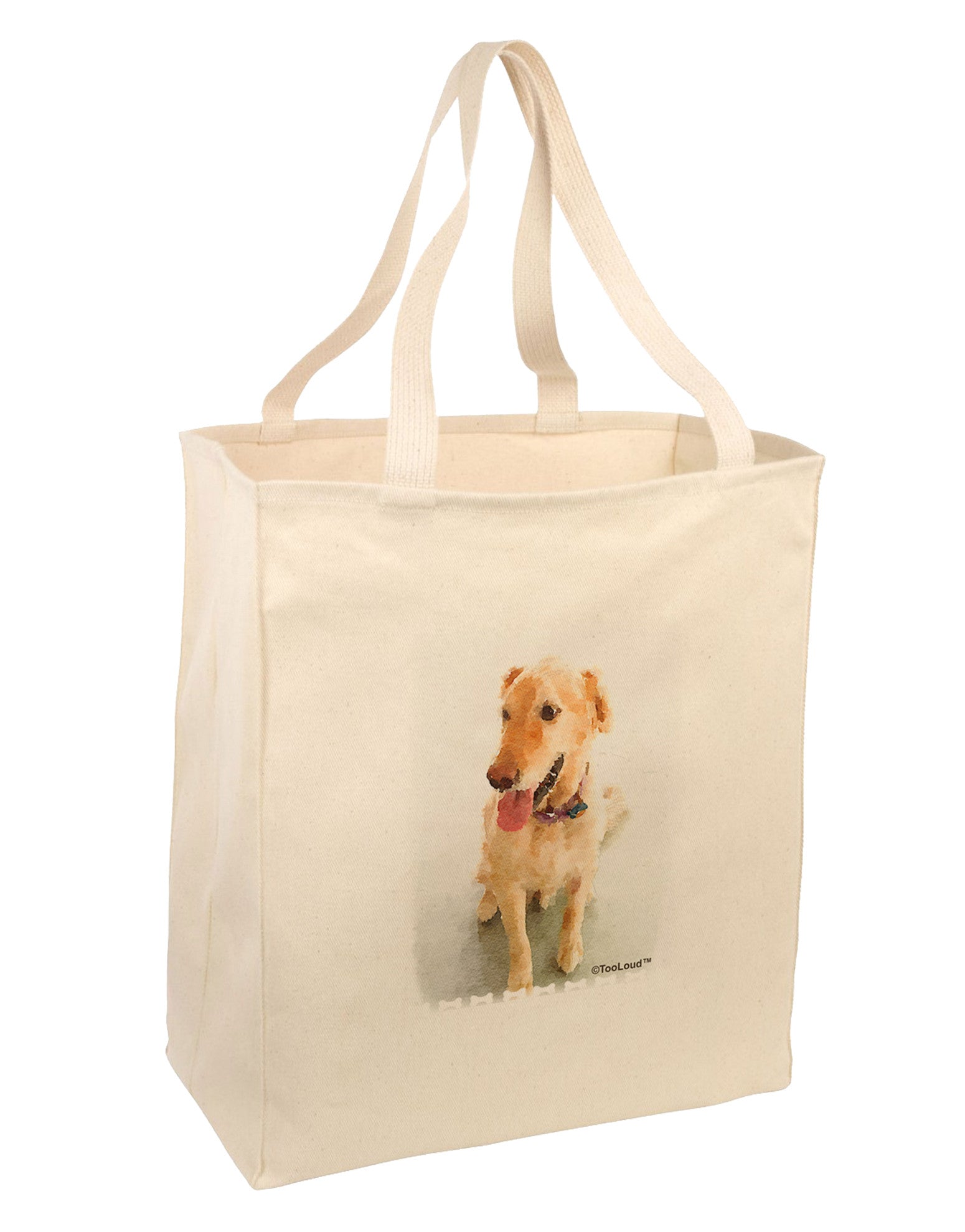 Golden Retriever Watercolor Large Grocery Tote Bag-Grocery Tote-TooLoud-Natural-Large-Davson Sales