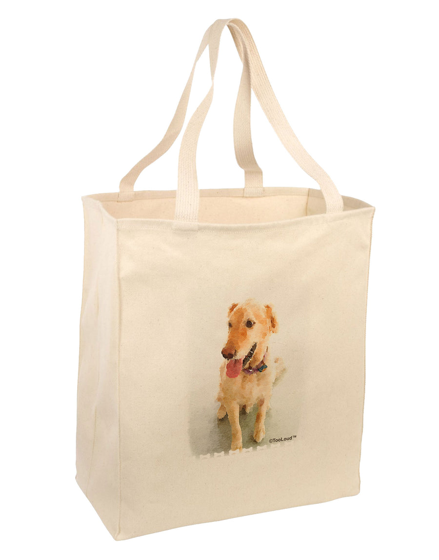 Golden Retriever Watercolor Large Grocery Tote Bag-Grocery Tote-TooLoud-Natural-Large-Davson Sales