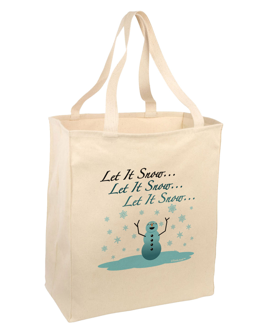 Let It Snow Happy Snowman Large Grocery Tote Bag-Grocery Tote-TooLoud-Natural-Large-Davson Sales