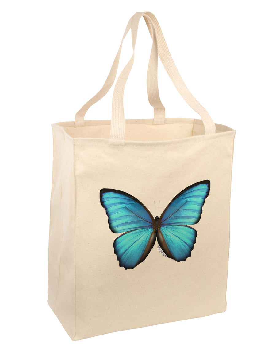 Big Blue Butterfly Large Grocery Tote Bag-Grocery Tote-TooLoud-Natural-Large-Davson Sales