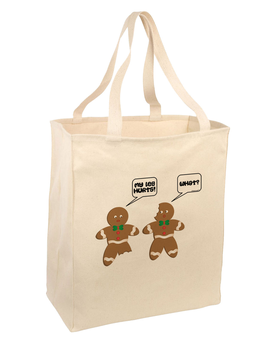 Funny Gingerbread Conversation Christmas Large Grocery Tote Bag-Grocery Tote-TooLoud-Natural-Large-Davson Sales