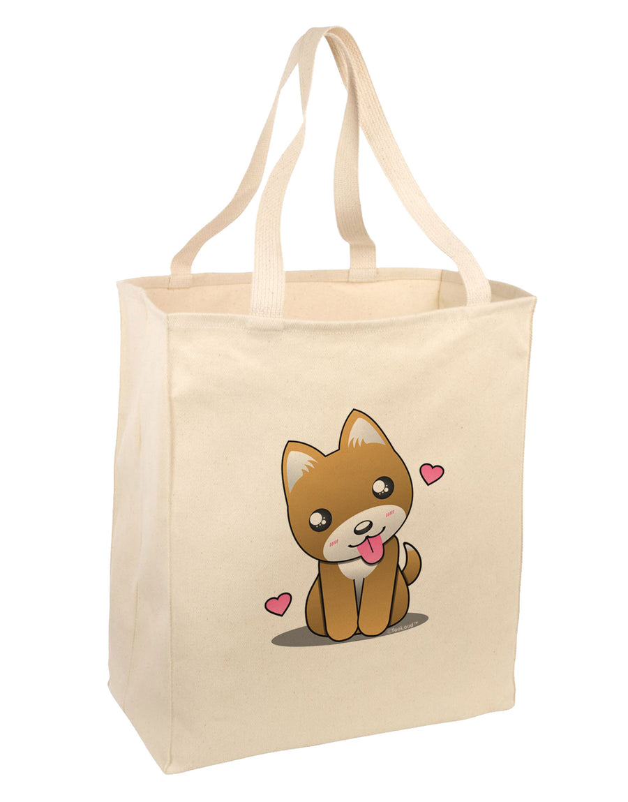 Kawaii Puppy Large Grocery Tote Bag-Grocery Tote-TooLoud-Natural-Large-Davson Sales