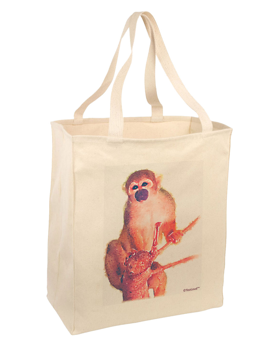 Monkey in Tree Watercolor Large Grocery Tote Bag-Grocery Tote-TooLoud-Natural-Large-Davson Sales