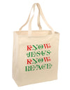 Know Jesus Know Peace Christmas Large Grocery Tote Bag-Grocery Tote-TooLoud-Natural-Large-Davson Sales