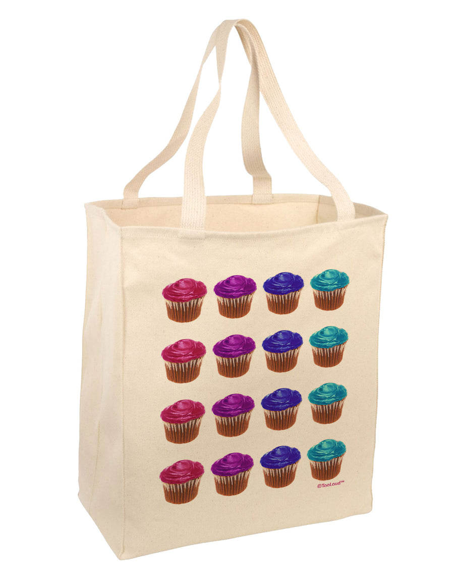 Colorful Cupcake Pattern Large Grocery Tote Bag by TooLoud-Grocery Tote-TooLoud-Natural-Large-Davson Sales