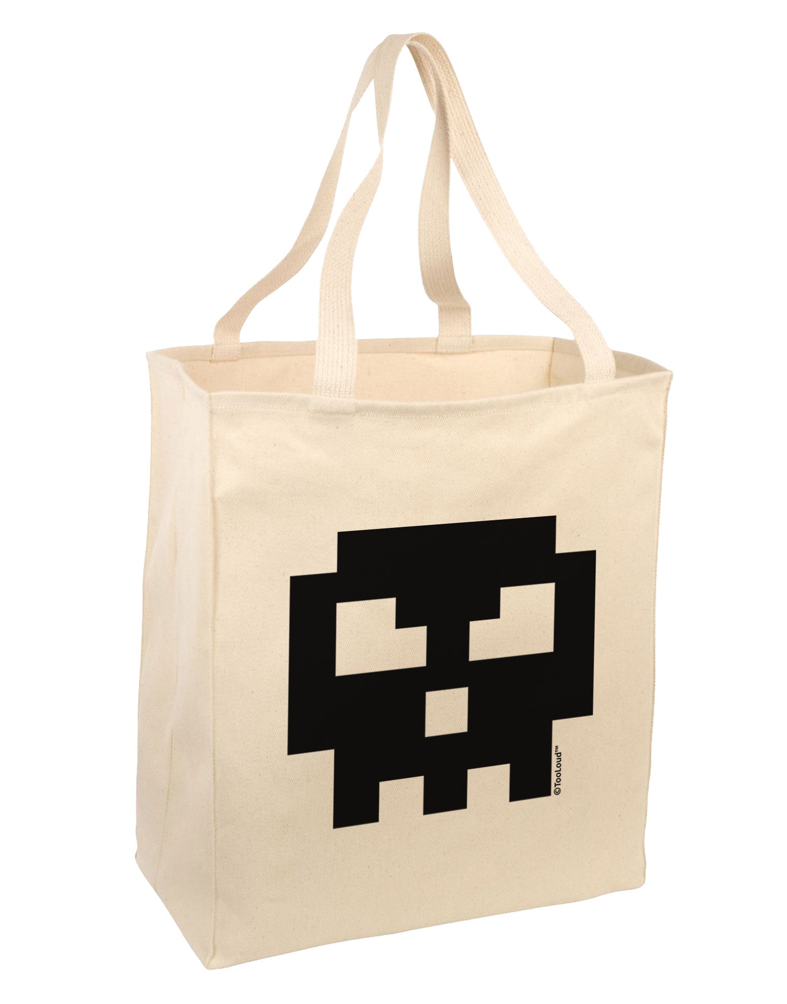Retro 8-Bit Skull Large Grocery Tote Bag-Grocery Tote-TooLoud-Natural-Large-Davson Sales