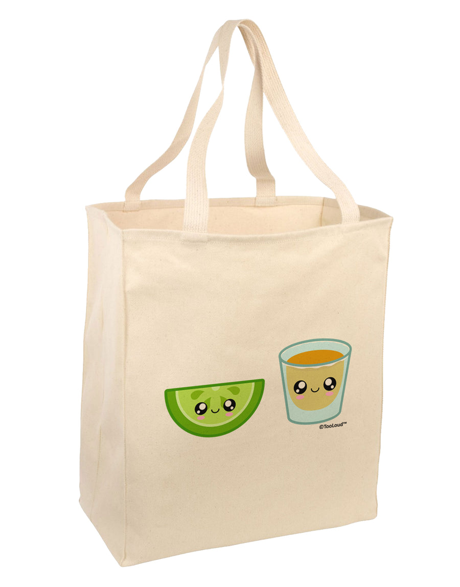 Cute Tequila Shot and Lime Wedge Large Grocery Tote Bag by TooLoud-Grocery Tote-TooLoud-Natural-Large-Davson Sales