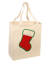 Cute Faux Applique Christmas Stocking Large Grocery Tote Bag-Grocery Tote-TooLoud-Natural-Large-Davson Sales