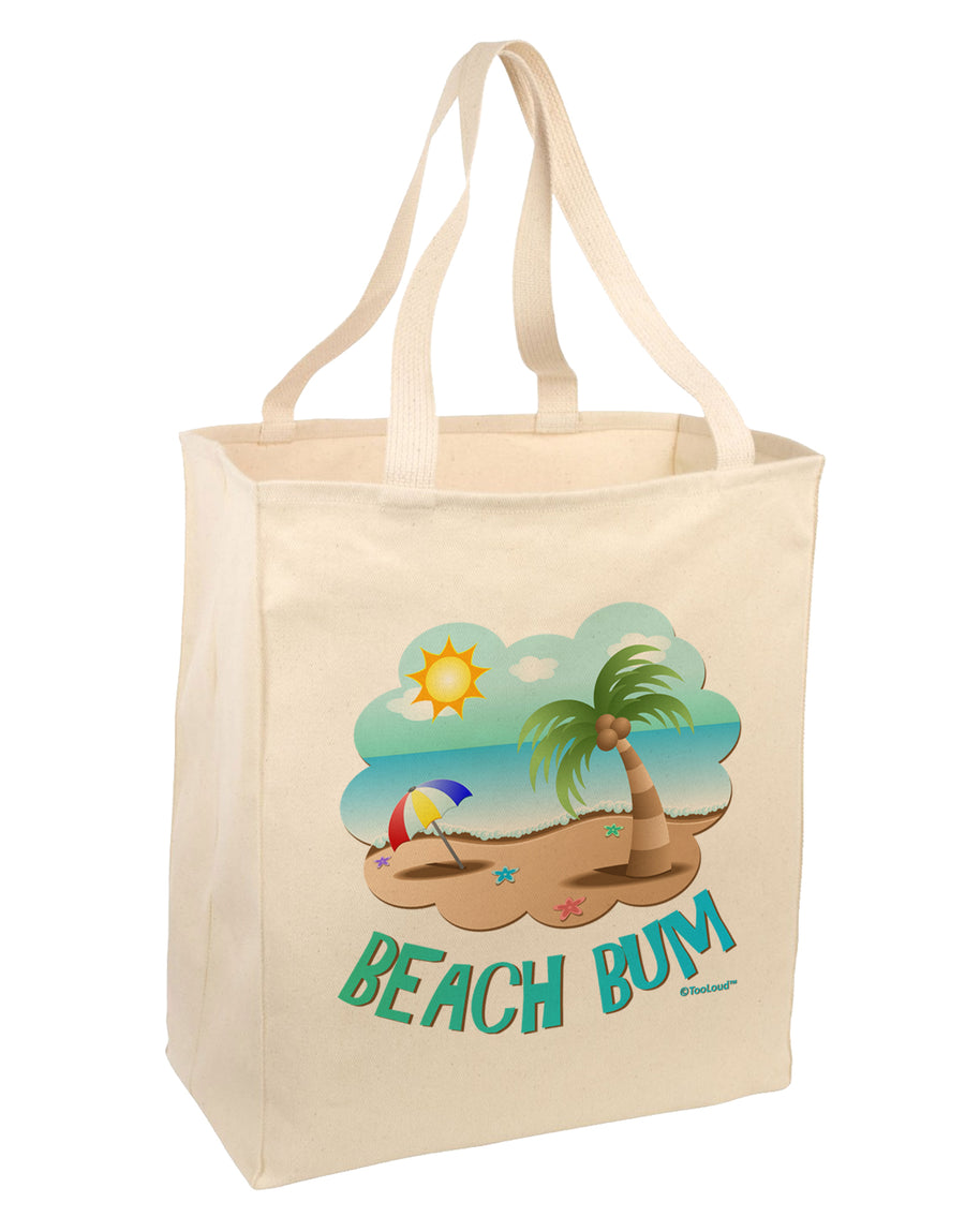 Fun Summer Beach Scene - Beach Bum Large Grocery Tote Bag by TooLoud-Grocery Tote-TooLoud-Natural-Large-Davson Sales