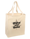 Wake and Bake - Marijuana Leaf B&W Large Grocery Tote Bag-Grocery Tote-TooLoud-Natural-Large-Davson Sales