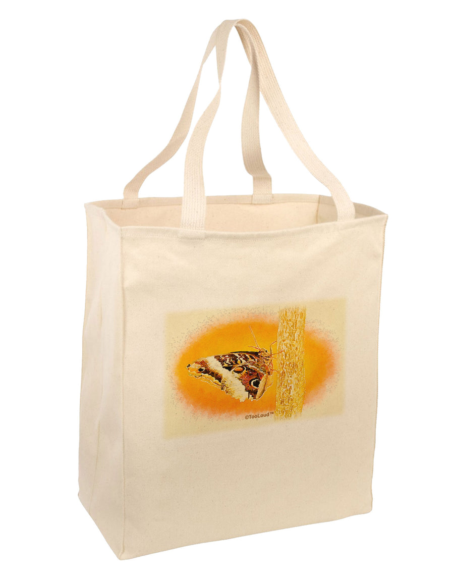 Watercolor Owl Moth Large Grocery Tote Bag-Grocery Tote-TooLoud-Natural-Large-Davson Sales