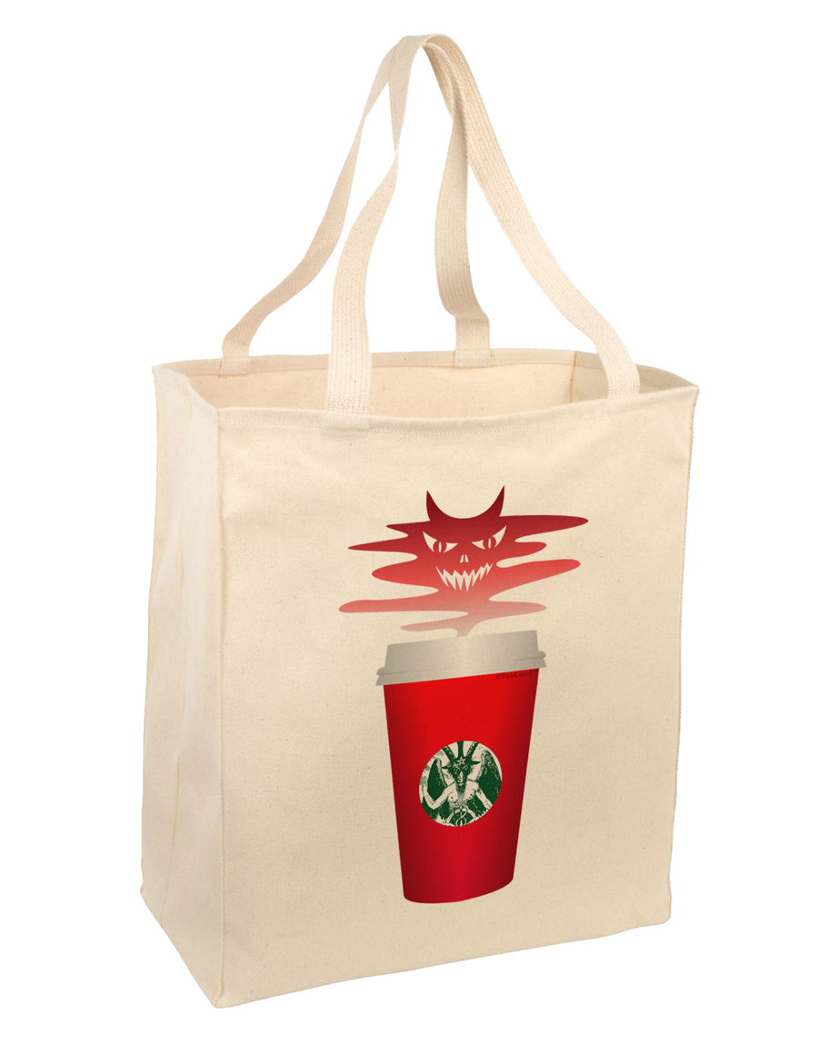 Red Cup Satan Coffee Large Grocery Tote Bag by TooLoud-TooLoud-Natural-Davson Sales