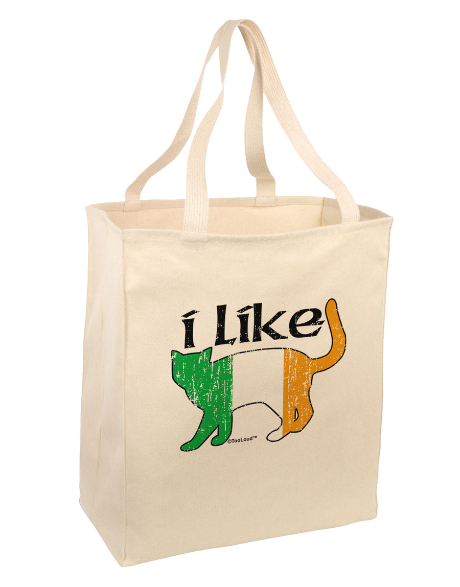 I Like Irish Cat Silhouette Large Grocery Tote Bag by TooLoud-Grocery Tote-TooLoud-Natural-Large-Davson Sales