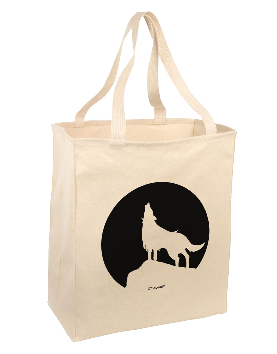 Wolf Howling at the Moon - Design #1 Large Grocery Tote Bag by TooLoud-Grocery Tote-TooLoud-Natural-Large-Davson Sales