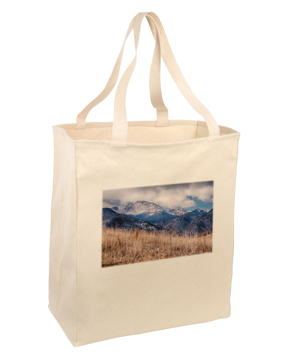 Pikes Peak CO Mountains Large Grocery Tote Bag-Natural by TooLoud-Grocery Tote-TooLoud-Natural-Large-Davson Sales