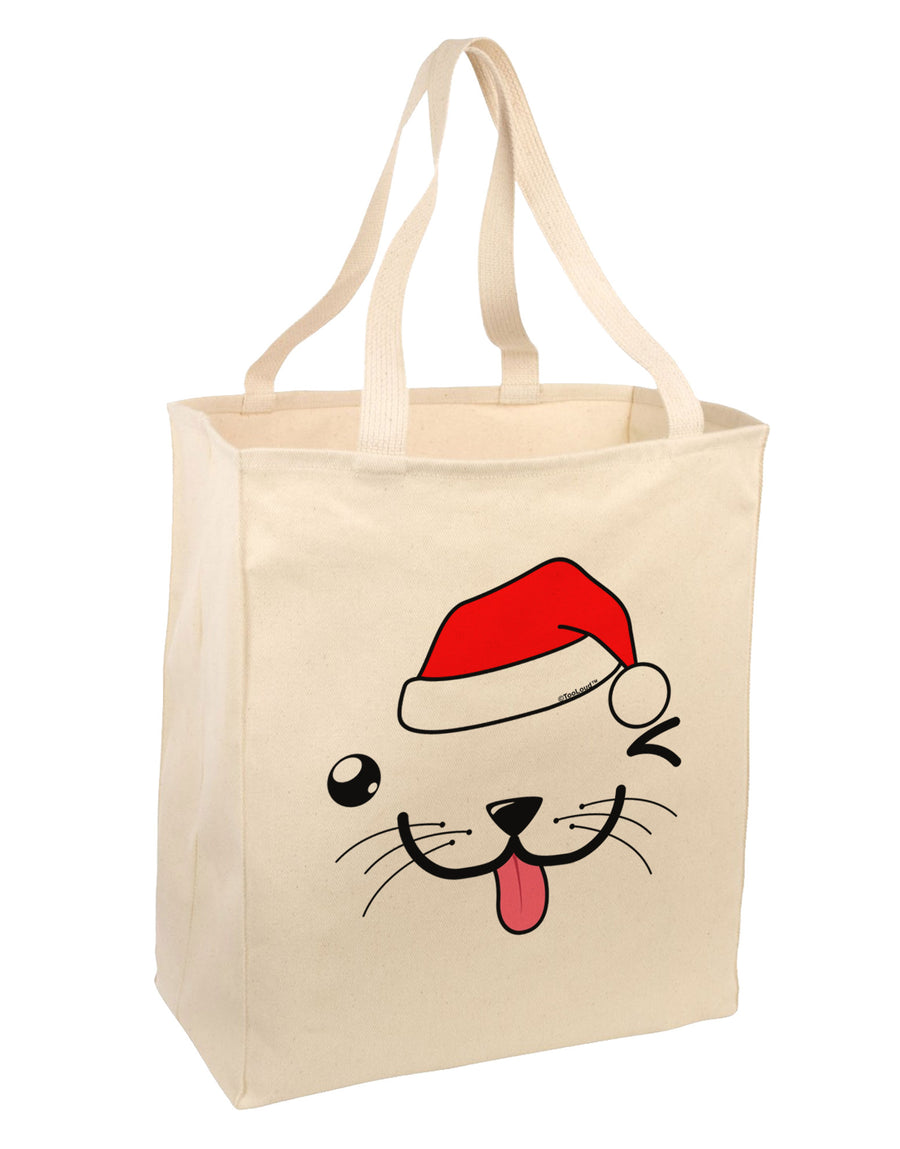 Kyu-T Face Puppino Santa Boy Dog Large Grocery Tote Bag-Grocery Tote-TooLoud-Natural-Large-Davson Sales